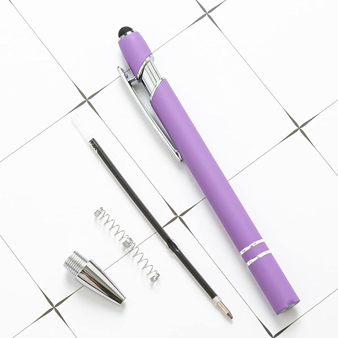 HEYZARDA Personalized Pens with Name Text Logo Custom Ballpoint Pen for Business Office Events with Stylus for Touchscreen 10 Pcs Orange