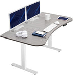 VIVO Electric 63 x 32 in Standing Desk, Memory Height Adjustment, 1B Series, Holds 220 lbs, Dark Gray Top White Frame, DESK-KIT-1W1G
