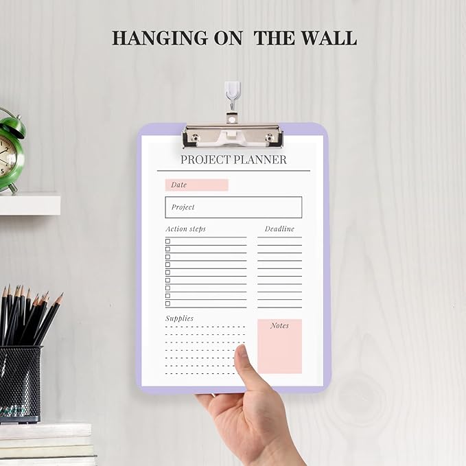 TFDLCG zm 2 PCS Purple Clipboard with Pen Holder,Standard A4 Letter Size,Nursing Clip Boards 8.5x11 Heavy Duty,Low Profile Clipboards for Women Kids Teacher,School Office Home