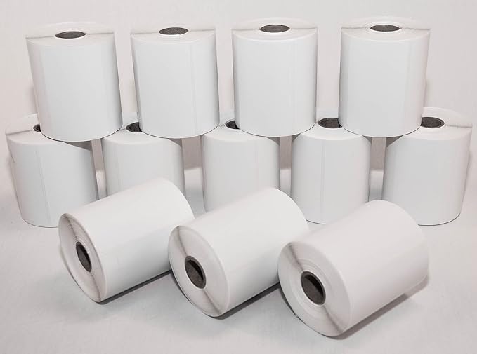 CompuLabel Direct Thermal Labels, 4-Inch x 2 1/2 Inch, White, Roll, Permanent Adhesive, Perforations Between Labels, 575 per Roll, 12 Rolls per Carton (530796)