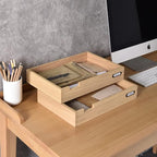 KIRIGEN Wood Desk Organizer Set of 2 Stackable Paper Tray Desktop Document Storage Wooden Letter Trays 2TTP-NA