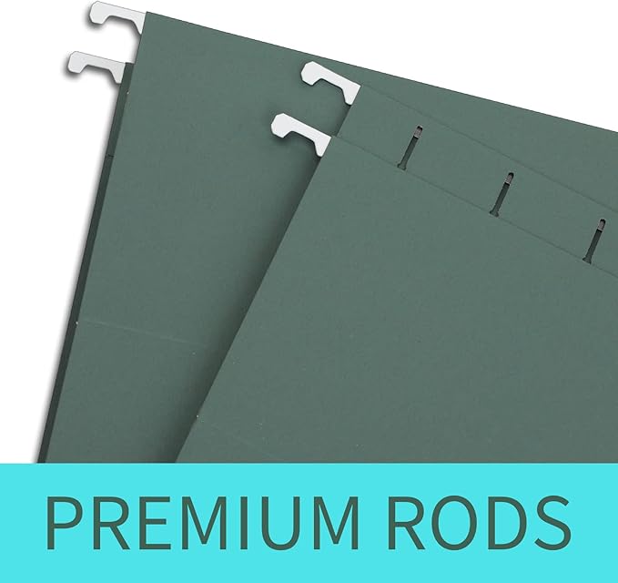 HERKKA Extra Capacity Hanging File Folders, 30 Pack Reinforced Legal Size Hanging Folders with Heavy Duty 1 Inch Expansion, Designed for Bulky Files, Medical Charts, Green