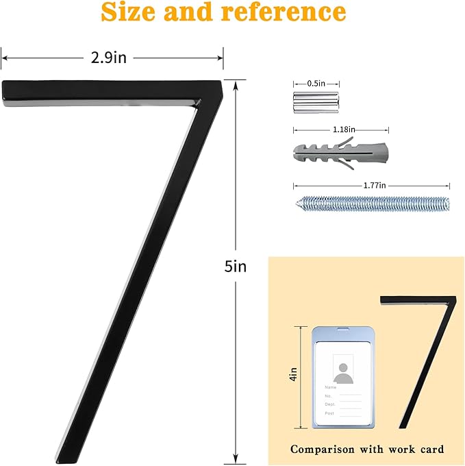 5" Floating Stainless Steel Address House Number, Modern Metal Anti-Rust House Numbers with Nail Kits for Door Garden Mailbox Decor Visibility Signage (4)