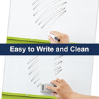 TSJ OFFICE Rolling Whiteboard Standing - 40 x 26 Inches Magnetic Mobile White Board with Stand, Height Adjustable Dry Erase Board on Wheels with Paper Clamp on Top, Green