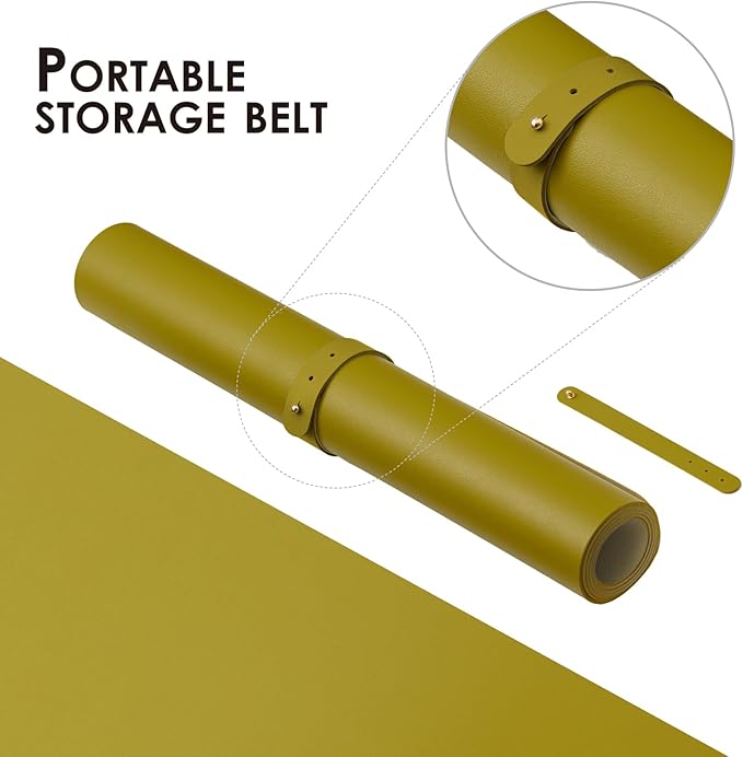 Leather Desk Mat - Non-Slip PU Desk Pad for Office and Home - Desk Organization and Accessories - Ideal for Large Mouse Pad and Desk Mats on Top of Desks (Olive Green,27.6"x 13.8")