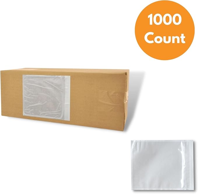 PSBM 1000 PCS 5.12 x 8 Inch Clear Blank Packing List Envelopes, Shipping Documents Pouches/Sleeves for Mailing Labels, Invoices, Documents and Packing Slips
