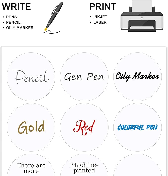 Methdic 2.5" Diameter High Visibility Printable Round Labels，Matte White，360 Customizable Blank Stickers