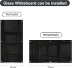 J&J worldwide Magnetic Black Glass Whiteboard 6' x 3', 70 x 35 Inches Large Frameless White Boards for Walls, Large Dry Erase Board for Office, Home, School