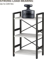Homeiju Bookshelf, 3 Tier Industrial Bookcase, Metal Small Bookcase, Rustic Etagere Book Shelf Storage Organizer for Living Room, Bedroom, and Home Office(White) Patent Pending D29873033