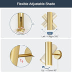 Ahaloye Gold Plug in Wall Sconce, Modern Swing Arms Wall Lamp with Cord Wall Light for Bedroom (Bulb Included)