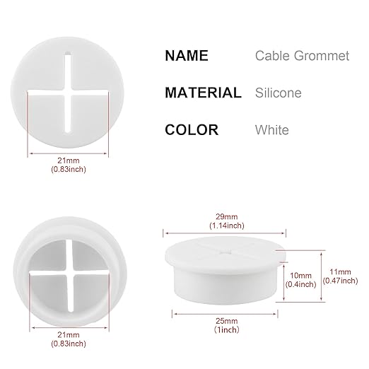 Desk Grommet,1 Inch Flexible Rubber Grommets, Silicone Cable Cord Grommet Wire Hole Cover for Desk, Table and Other Furnitures(12Pack)