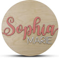 Custom Round Nursery Name Sign, Personalized Wooden Wall Plaque, 12" 18" 24", 30" 3D Wall Art for Children & Kids Rooms, Baby Shower, Hickory Hollow Designs (Sophia Marie)