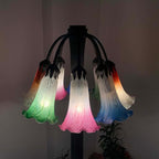 Bieye LS72 Lily Flower Blown Glass Lampshade (Red White, Opening I.D. 1.26" x O.D. 1.5")