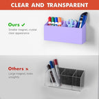 Banafich Magnetic Dry Erase Marker Holder, Acrylic Magnet Pen Holder for Whiteboard, Refrigerator, Magnetic Fridge Organizer for Office, Classroom, Whiteboard Maker Holder, Locker Organizer-Purple