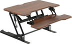 Mount-It! Height Adjustable Standing Desk Converter, Compact 30” Wide Tabletop Standing Desk Riser with Gas Spring, Desktop Stand Up Workstation with Keyboard Tray Fits Monitor or Laptop, Dark Walnut