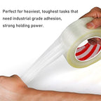 KAIY Strapping Tape, 2 Roll 1/2 inch x 60 yds Packing Tape, Heavy Duty Reinforced Fiberglass Tape, Transparent, Waterproof, 100 lbs per inch Tensile Strength