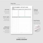 Task Planner & Tracker 8.5 x 11 Tear-Off 70 Sheet Planner Pad – Project Organizer with Time Log, Top Priority, Follow-Up – Notepad for Home & Office (White, Classic, 1 Pack)