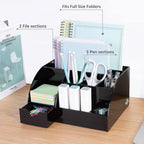 My Space Organizers Black Desk Organizer with 9 Compartments - Desktop Office Supplies and Desk Accessories Organizer