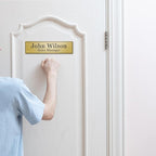 Custom Office Engraved Name Plate, Personalized Elegant Name Plates for Door or Wall Sign, Door Name Plate with Adhesive, Laser Engraving, 10 Colors Available (2.5" x 10")
