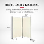 Proman Products - Galaxy 2 Panel Section Privacy Folding Screen Divider, Water Repellent Fabric Room Divider with Black Powder Coated Metal Frame for Indoors or Outdoors (Beige)
