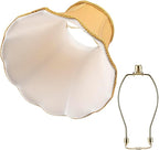 Bell Lamp Shade, Saangseon Scalloped Gold Fabric Lampshade Replacement, Softback, 5'' Top x 10'' Bottom x 8.3'' Slant Height x 8'' Vertical Height, Lamp Harp Included