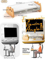 AFOOYO Monitor Stand Riser,Wooden & MDF Computer Desktop Stand with Acrylic Drawer,Laptop Stand Riser Holder ,Table Holder Desk Organizer Storage Stand for Laptop,Printer,TV,15.7 inch,Cute Cat