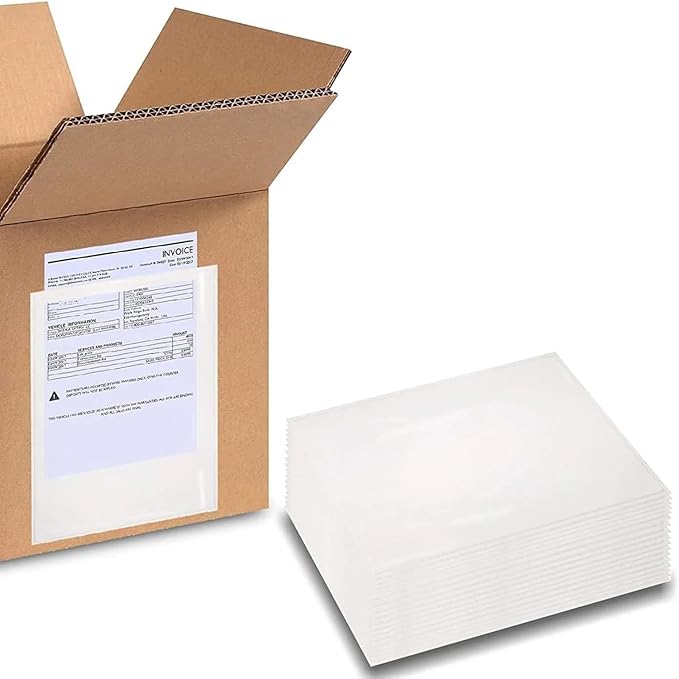 PSBM 500 PCS 10 x 12 Inch Clear Blank Packing List Envelopes, Shipping Documents Pouches/Sleeves for Mailing Labels, Invoices, Documents and Packing Slips