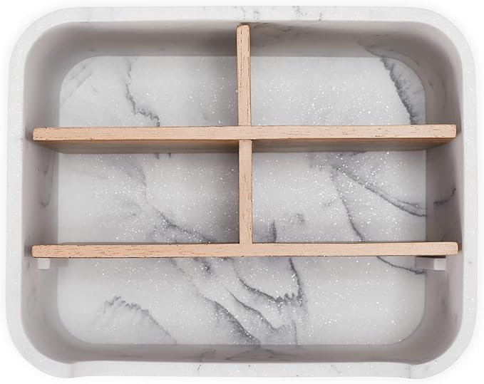 SZYRL Desk Organizers, Marble Remote Holders for Table, Modern Office Controller Pen Phone Holder Organizer, Stylish Caddy and Storage Accessories for Bedside Nightstand Desktop Coffee Table