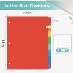 SUNEE 8 Tab Binder Dividers,Plastic Dividers for 3 Ring Binder,3 Ring Binder Dividers with Tabs for School Office Home Supplies,Bright Color, 1 Set