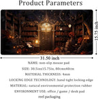 Medieval Bookshelf Desk Pad Mat Vintage Gothic Bookcase Bookshelf Deskpad Large Gaming Flower Mouse Pad XXL Plant Keyboard Mouse Pads Large 31.5x15.8 in-with Stitched Eges Non-Slip Base Mat