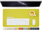 Leather Desk Mat - Non-Slip PU Desk Pad for Office and Home - Desk Organization and Accessories - Ideal for Large Mouse Pad and Desk Mats on Top of Desks (Lemon Yellow,27.6"x 13.8")