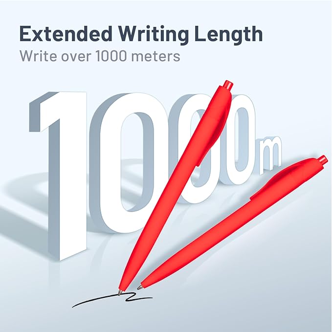 BallPoint Pens, 100 Pack (BLACK Ink),Bulk Pens, Red Barrel,Click Pens for Office Home and School, Retractable Ballpoint Pens, Medium Point, 1.00MM (Red)
