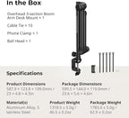 SMALLRIG Overhead 3-Section Desktop Camera Bracket, Damping Boom Arm Desk Mount with 360 Rotatable Ball Head, Tabletop C Clamp, Max Load to 4.4lbs / 2kg for Photography Videography Live Stream