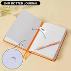Crein Lynh Dot Grid Journal with 160GSM Thick Paper, 192 Pages, A5 Dotted Notebook for Work, School, Travel | 180° Lay Flat, Foil Stamped Cover, Elastic Band, 2 Bookmarks & Inner Pocket (Orange)