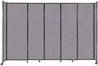 Versare Straightwall Sliding Portable Wall Partition | Freestanding Office Dividers | Locking Wheels | Temporary Room Separator | 11'3'' Wide x 7'6'' Tall Cloud Gray Fabric Panels