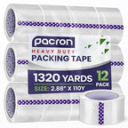 Clear Packing Tape -12 Heavy-Duty Wrapping Tape - 110-Yard Length, 1320 Total Yards 2.88-Inch Wide Strong Adhesive Rolls for Moving Boxes, Office Packaging, Storage Organization & Warehouse Shipping