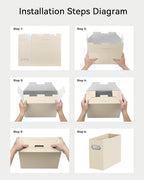 Oterri Cardboard File Organizer Box for Hanging File Folders Letter Size,File Box for Computer Desk,File Cabinet,Working Home,Office,Classroom (Beige, Letter Size - 8 Packs)