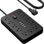JouleLoom 15 FT Flat Plug Surge Protector Power Strip,11 Multiple AC Outlets with 6 USB Ports (2 USB C), 15 Feet Extension Cord, 1250W/10A, One Touch Switch Button, 17 in 1 Compact powerstrip