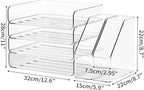 FANXIYQ 4-Tier Clear Acrylic Paper Tray Organizer for Desk with 2 Matching Bookends – Stackable Letter Tray Set, Stackable Paper Trays, Acrylic Desk Accessories/File Organizer, Office Organizer