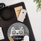 Round Mouse Pad,Anti Slip Rubber Round Cartoon Coffee Cat Mousepads Desktops Gaming Mouse Mat Customized Designed for Home and Office,7.9 x 7.9inches