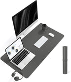 YSAGi Non-Slip Leather Desk Pad L Size, Waterproof Laptop Computer Desk Keyboard Mat, Table Protector Blotter Mat, Large Mouse Pad for Office/Work/Home/Decor(Dark Gray, 35.4" x 17")
