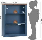 RWYHG 43" Blue Tall Bookshelf,3-Tier Thick Wooden Book Shelf with Adjustable Shelves,Free Standing Farmhouse Bookcase with Open Display Storage,Floor Vintage Bookshelves for Living Room,Office