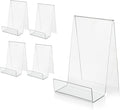 ZOEY Acrylic Book Stand with Ledge Clear Display Easels Plate - 5 Pack Large Book Holder Easel Stand for Display, Music Sheets, Artworks, CD, Tablet Holder