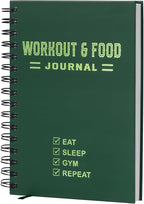 Nextnoid Hardcover Fitness & Food Journal - Nutrition & Workout Planner for Men & Women - A5 Sturdy Workout Log Book to Track Diet, Gym & Home Workouts - Dark Green