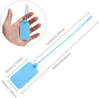 100 Blue Blank Plastic Tags for Labeling Waterproof Hanging Labels Writable Tags Seal Plastic Marking Label for Clothes Bags Keys Inventory with One Marker Pen