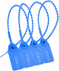 100Pcs Plastic Tamper Shipping Seals Pull-Tite Security Seal Signage Numbered Fire Extinguisher Tags Zip Ties Labels Disposable Self Locking for Logistics, Luggage,Transport (Blue, 100pcs)