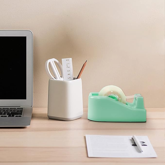 2Pcs Desktop Tape Dispenser Adhesive Roll Holder with Weighted Nonskid Base, Green (Tape not Included)