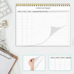 (2-Pack) Activity Log Notepad - Spiral Activity Log Book for Business Work, Undated Weekly To Do List Notepad, Organized Time Spending, Appointment or Contact, Total in 104 Sheets, 100gsm Paper, 8.5" x 11"