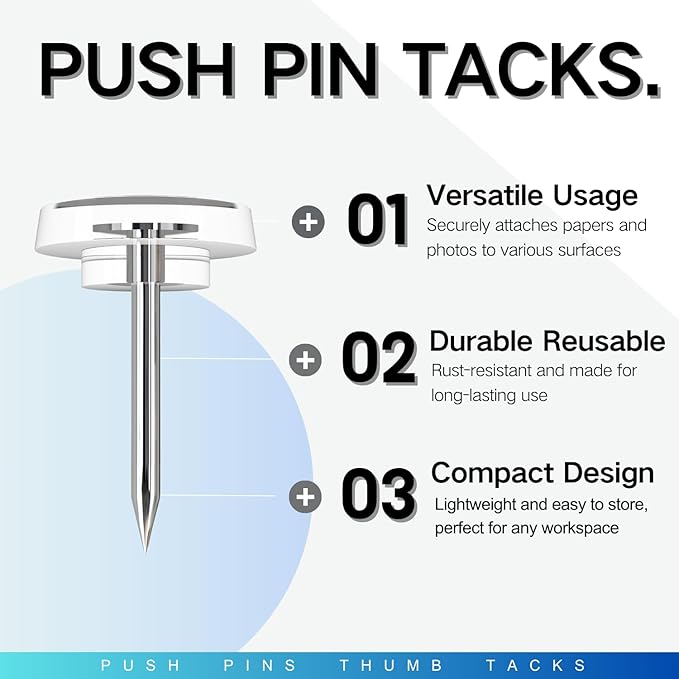 220 PCS Flat Clear Push Pins for Wall Thumb Tacks for Walls Flat thumbtacks Push pin for Bulletin Board Shadow Box Display Thumbtack for Cork Board (2 Boxes Clear)