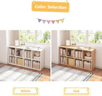 NELYE 8 Cube Organizer Bookcase - Fabric Storage Bins Container, Open Shelf Simple Compartments Bookshelf, Oak